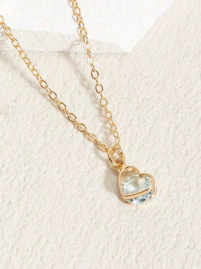 Heart Pendant Women Necklace Jewelry Accessories Water Drop Birthstone Gift USA