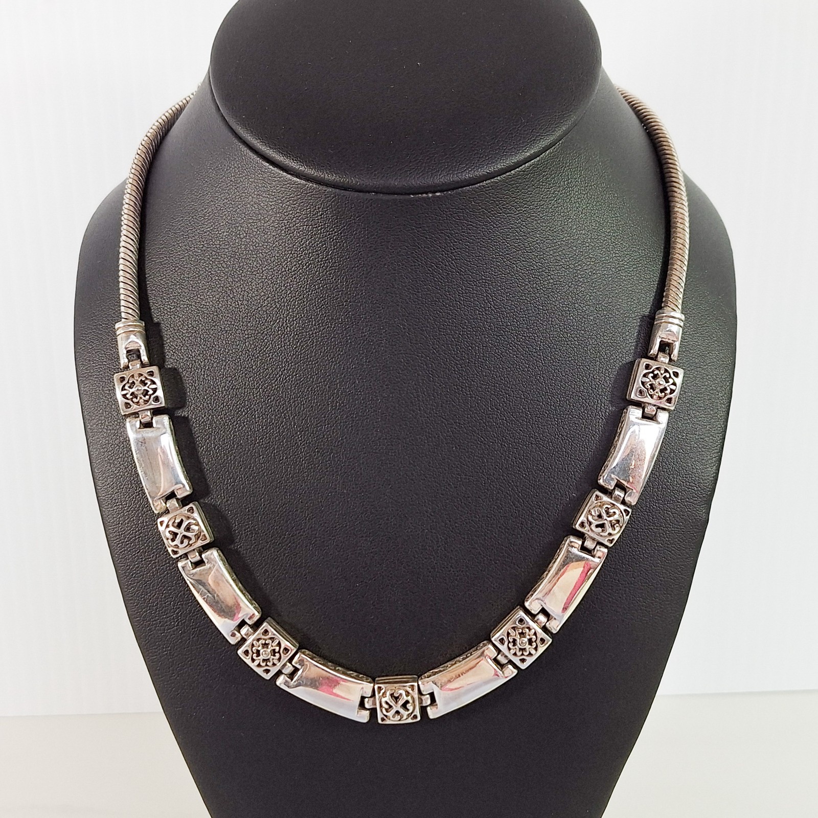 BRIGHTON TRIBECA NECKLACE CELTIC HEART DESIGNS BARS SILVER ADJ 16-19 IN NICE!