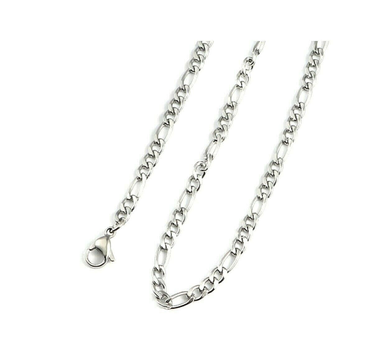 23 7/8 Inches 304 Grade Stainless Steel 3.75mm Wide Figaro Link Chain Necklace