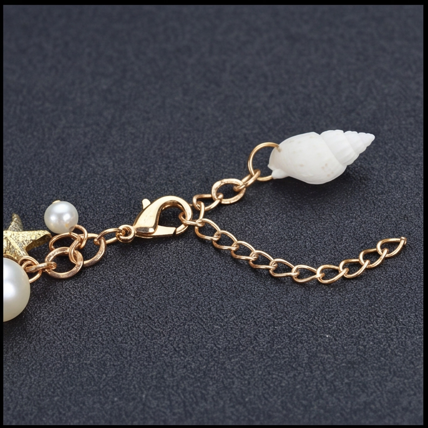 Seashell Starfish Charm Bracelet Gold Tone Summer Beach Jewelry Unisex Gift