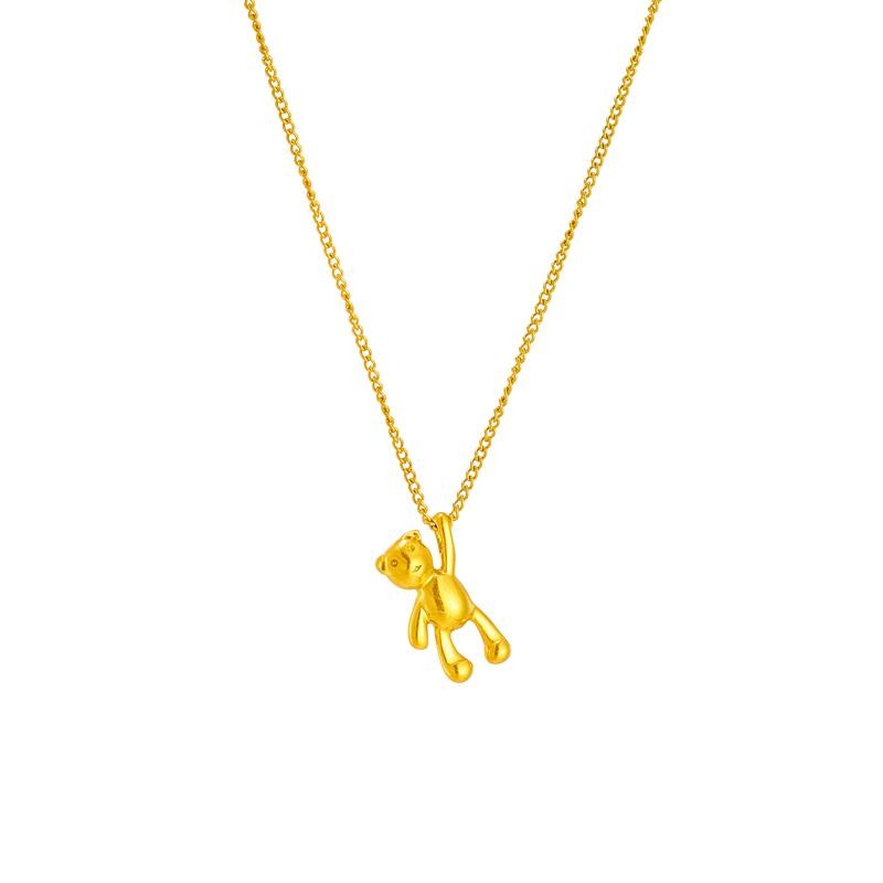 Bear Pendant Necklace Adjustable Gold Plated 316l Stainless Steel Jewelry Girls