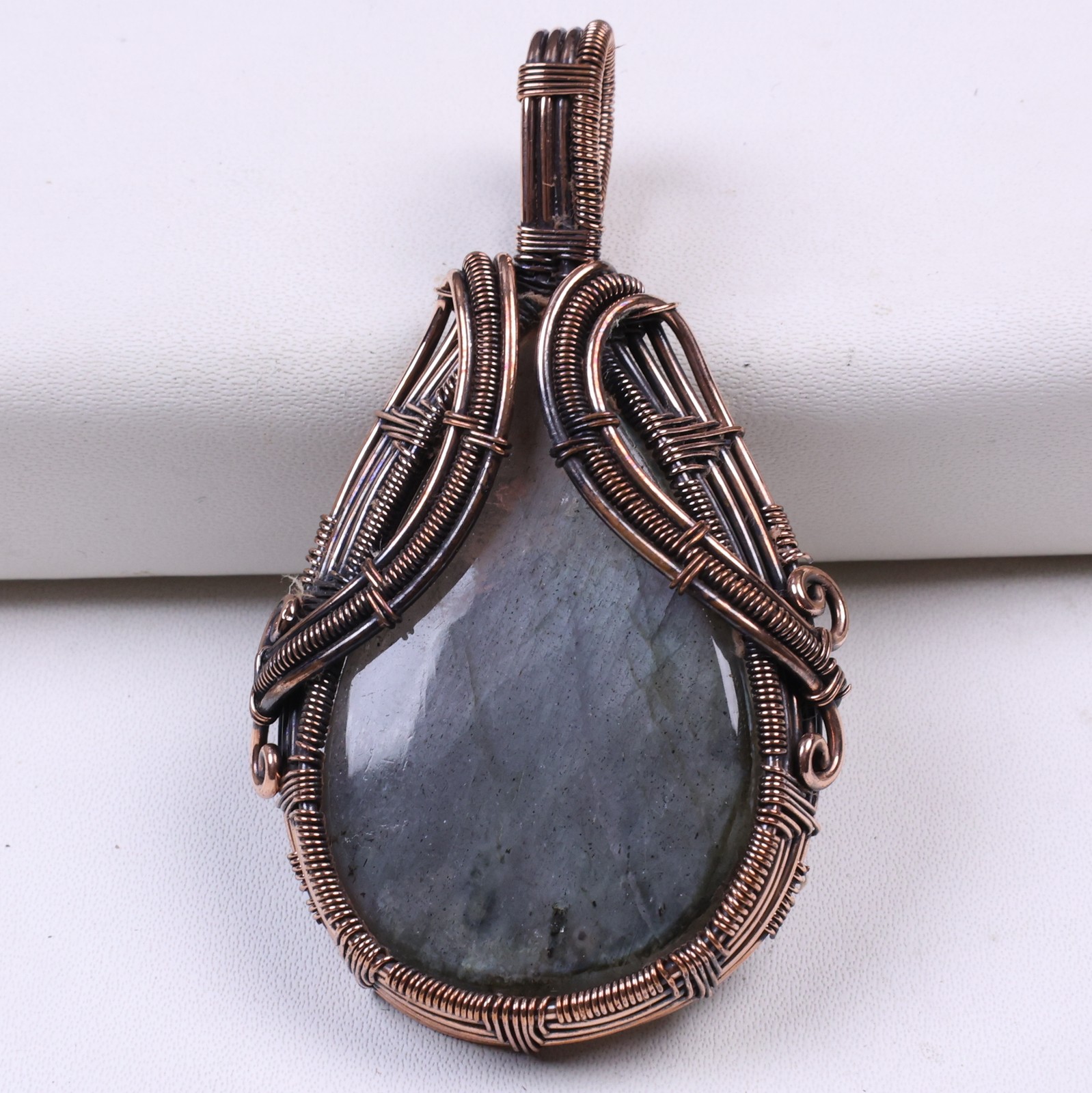Labradorite Copper Wire Wrapped Pendant Gemstone Jewelry 6.1’cm