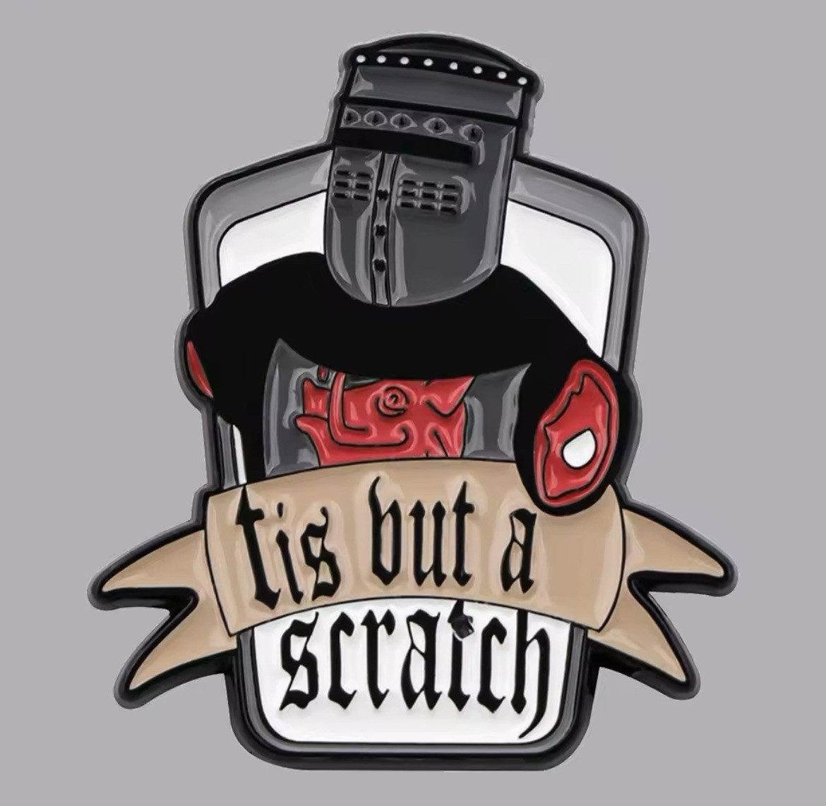 Holy Grail Knight Style 1pc Pin Rubber Pin Backer Tis But A Scratch Pin Parody