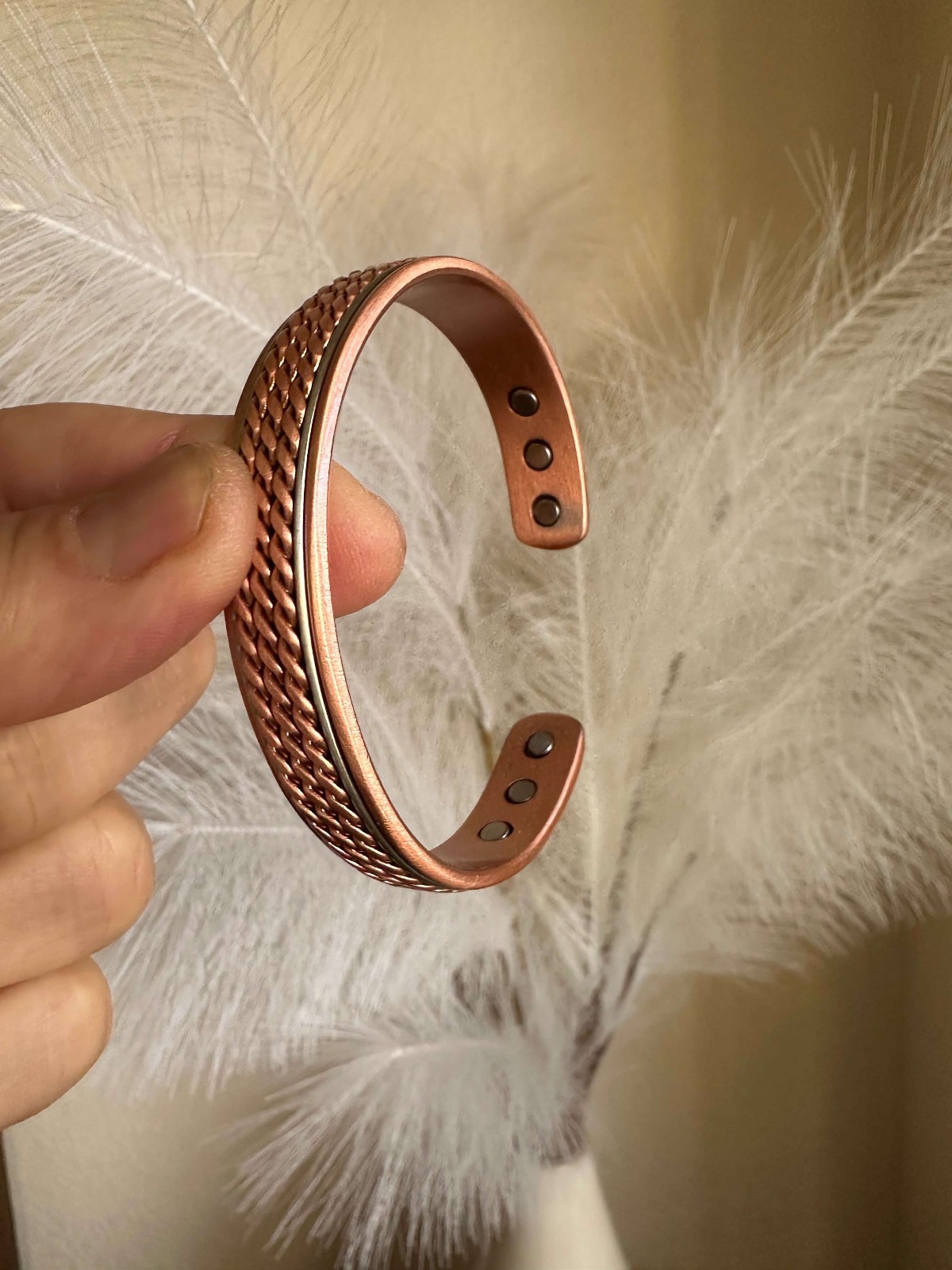 Triple Pure Copper Magnetic Bracelet Bangle Renew Balance Energy Power Calm Joy