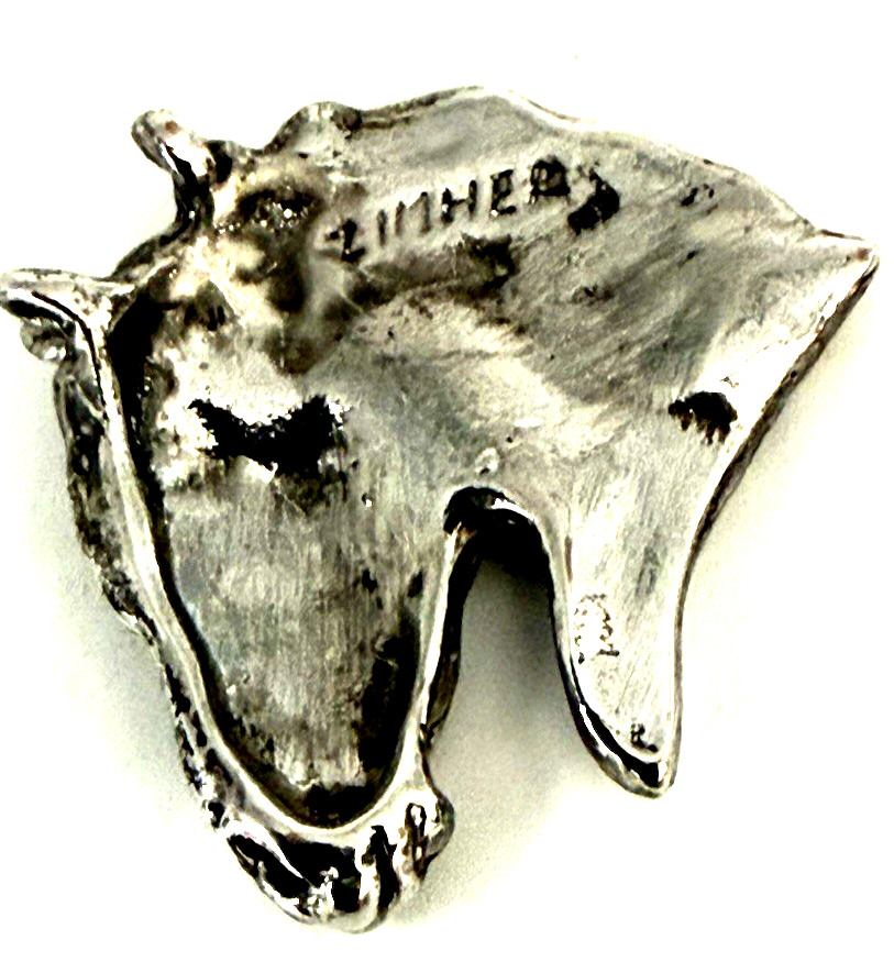 Signed Beverly Zimmer .75″ Equestrian Horse Head Silver Tone Charm/ Pendant