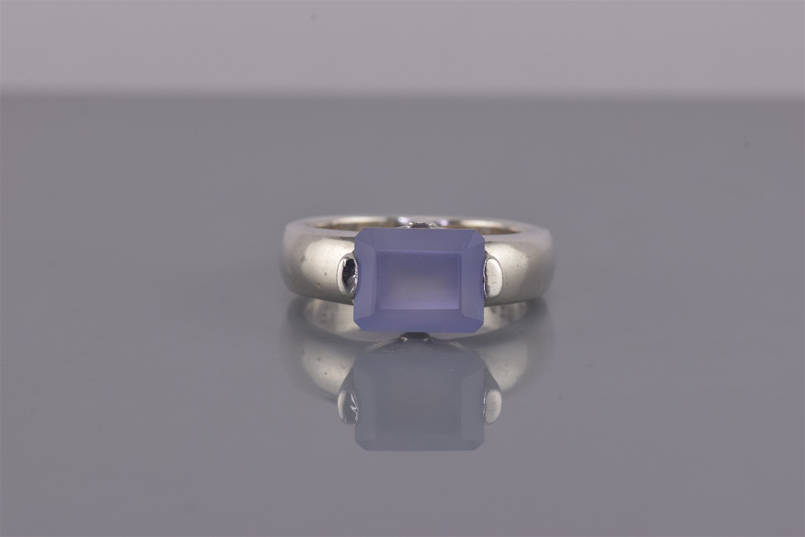 Paul Brackna Sterling Silver Purple Chalcedony Tension Set Band Ring 925 Sz: 7