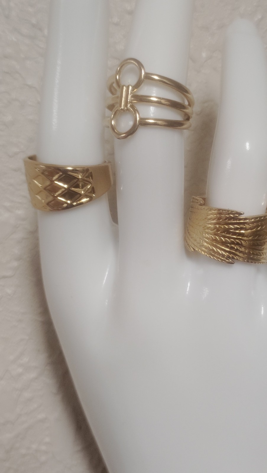 Gold Tone Band Rings Set, Size 7, No Stone, Metal, Fashion