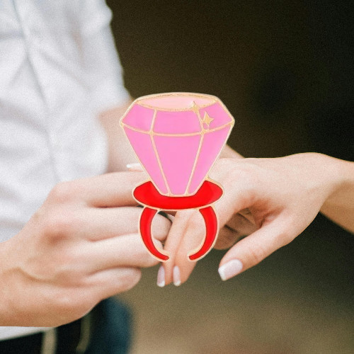 Pink RING POP – Enamel Lapel Pin – Funny Wedding Proposal HUMOR / NEW
