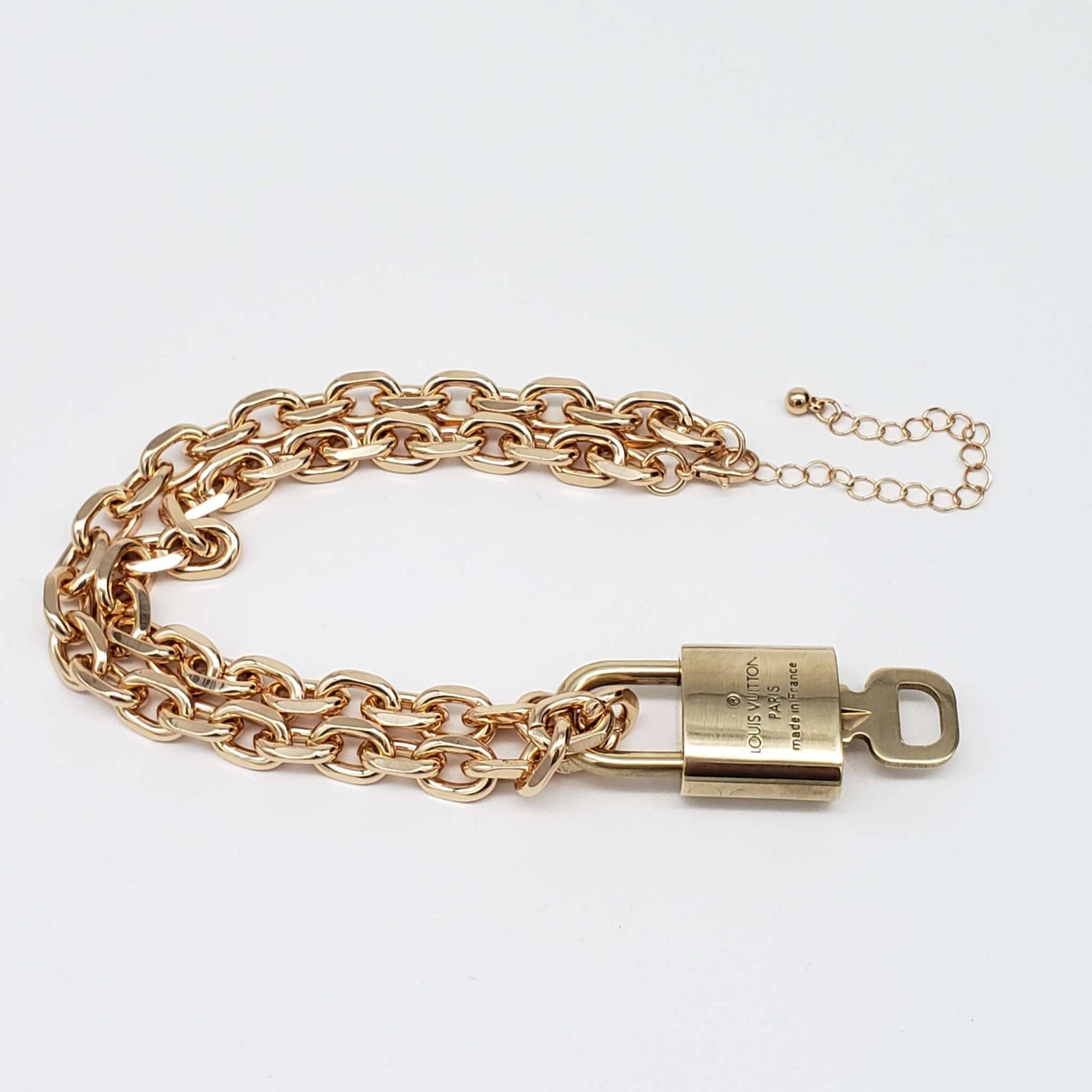 100% Auth Louis Vuitton Lock & Key with Unbranded Gold Plated Chain Necklace