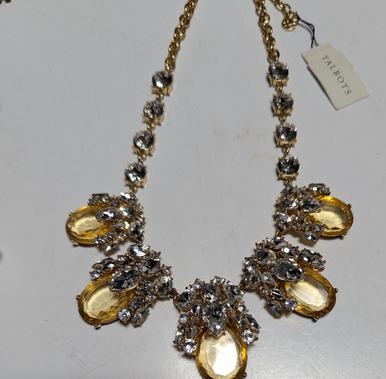Talbots Canary Yellow Rhinestone Statement Necklace 18 – 21 Inches