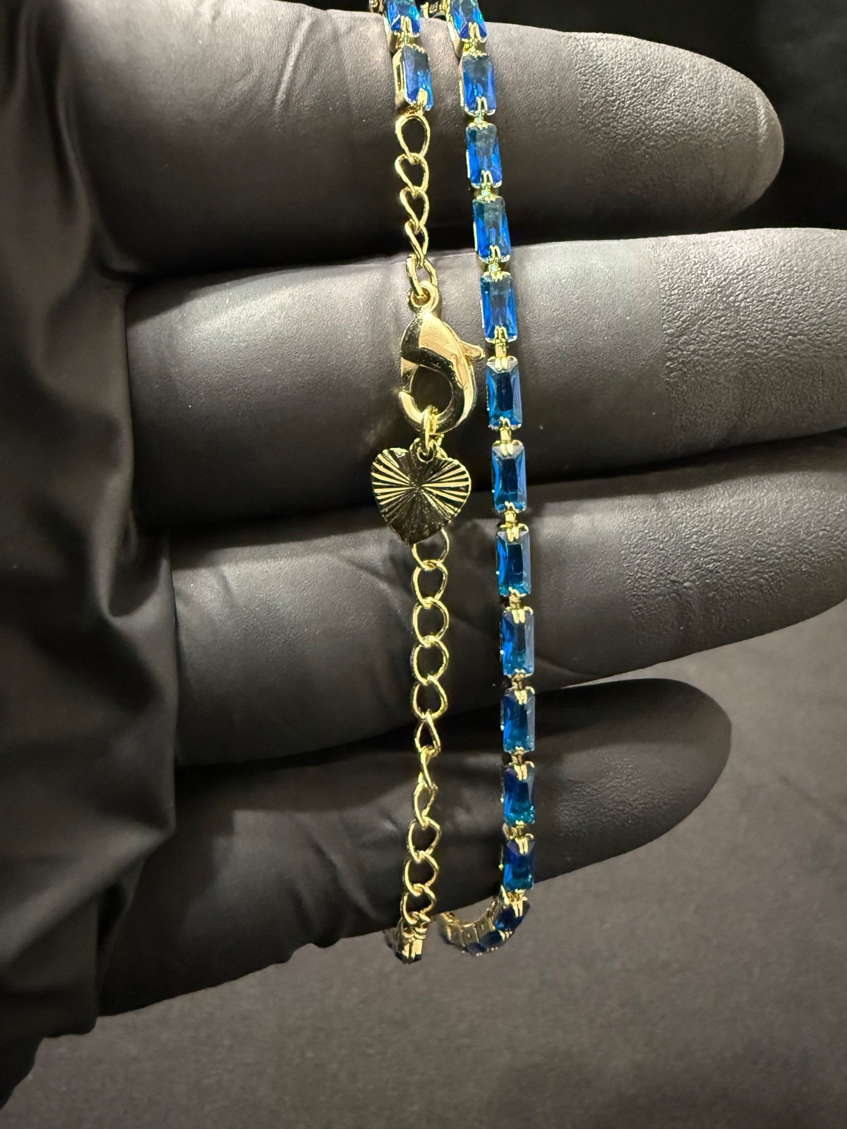 blue zirconia gemstone necklace gold filled 16-18 inch adjustable 2.5mm