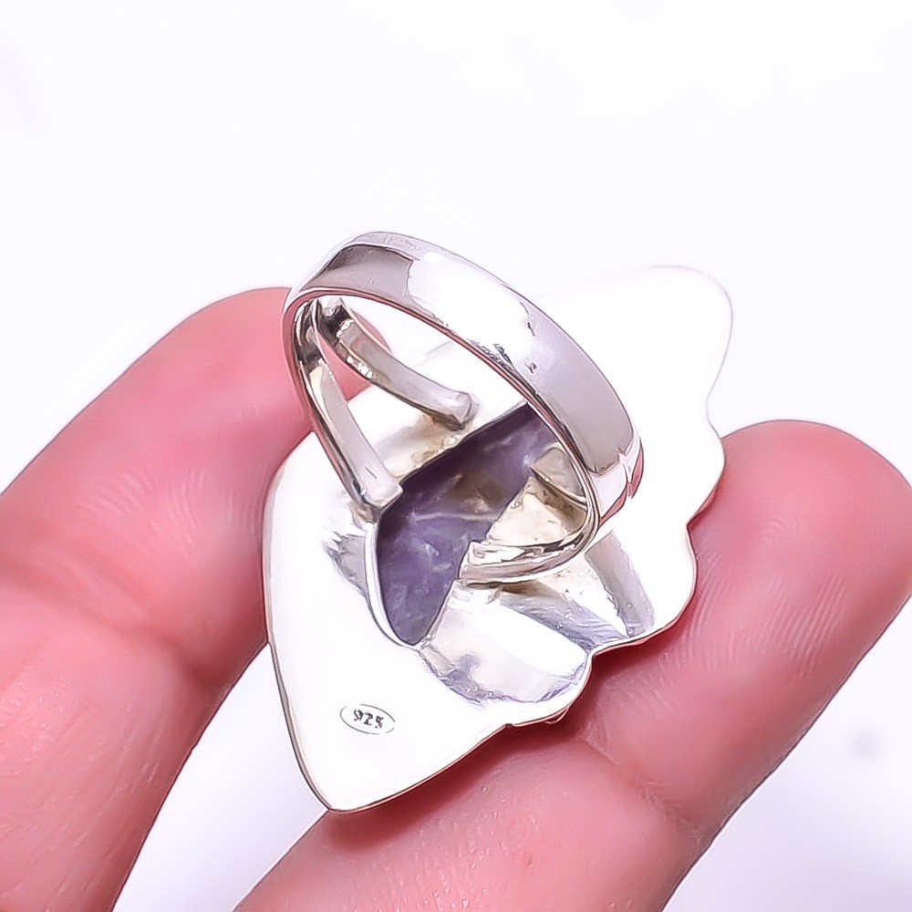 Purple Charoite Two Tone 925 Sterling Silver Ring s.8.5 R, Christmas Gift