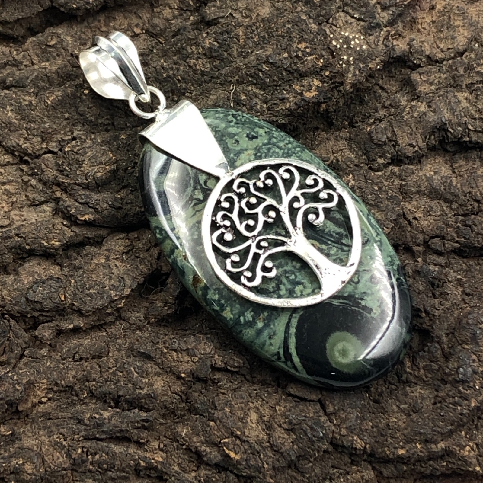 Women Day Gift Kambaba Jasper Jewelry Silver Natural Pendant For Women 2.48″