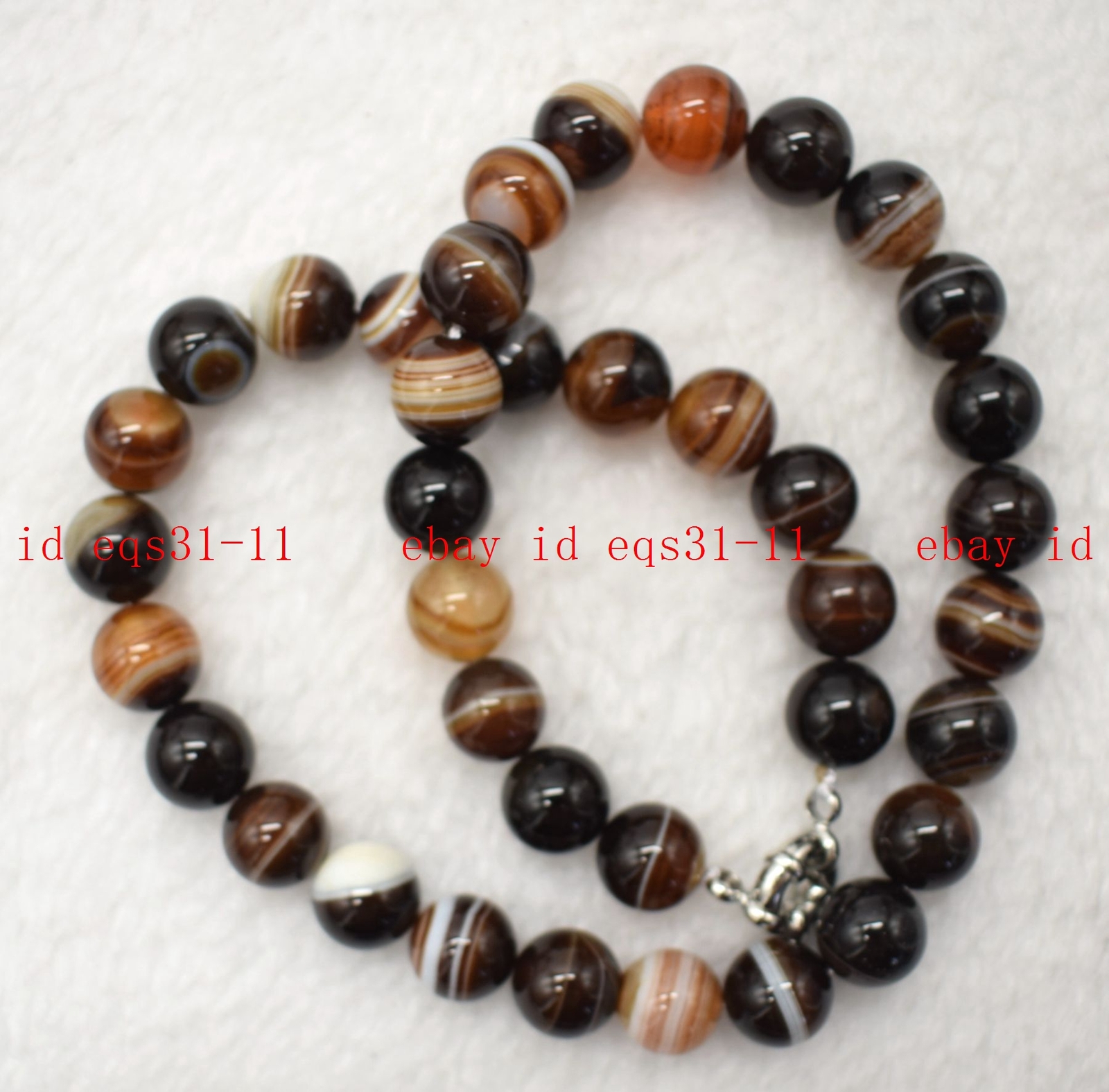 Genuine 10mm Brown Striped Agate Round Gemstone Beads Necklace Jewelry 16-36″ AA