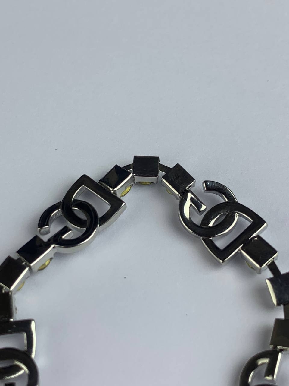 Dolce & Gabbana Silver Rhinestone Y2K Chain Link Bracelet