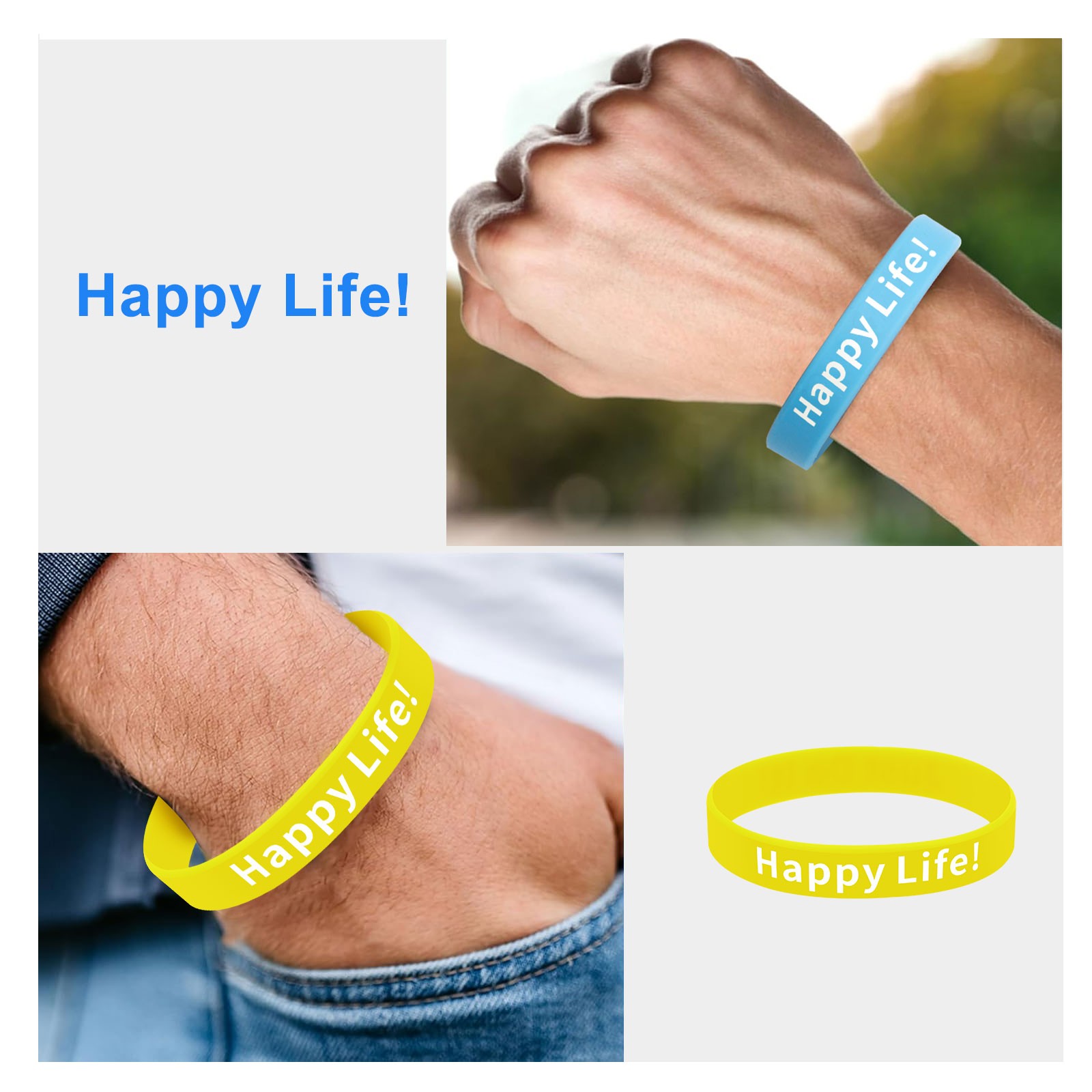 48×Silicone Wristbands Multicolor Inspirational Bracelet Soft Elastic for Events
