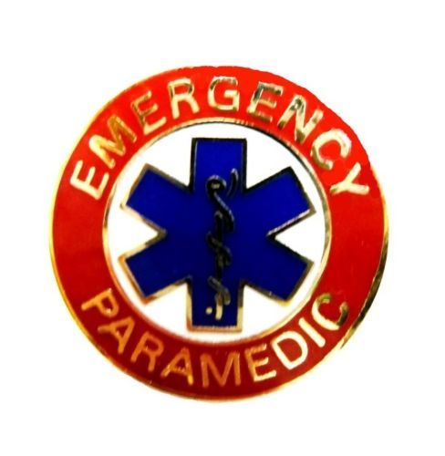 Emergency Paramedic Collar Device Pin Gold Red Blue Star of Life New 64G2 New