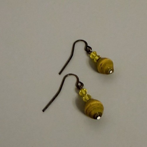 Yellow Teardrop Dangle Drop Earrings, Hook Closure, No Stone