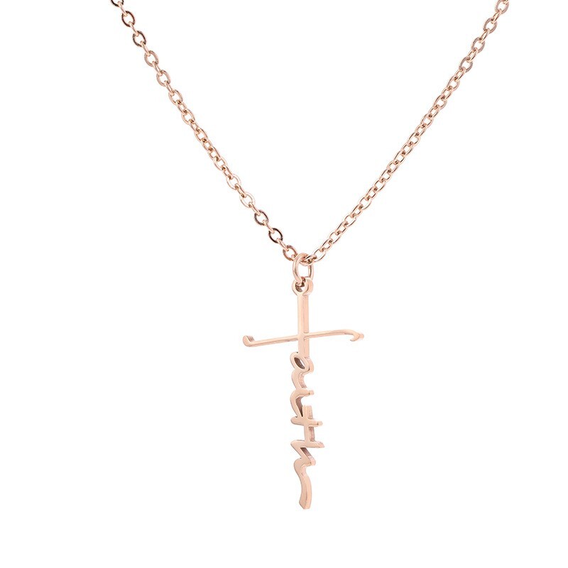 Rose Gold Faith Cross Necklace, Stainless Steel – The Positive Christian