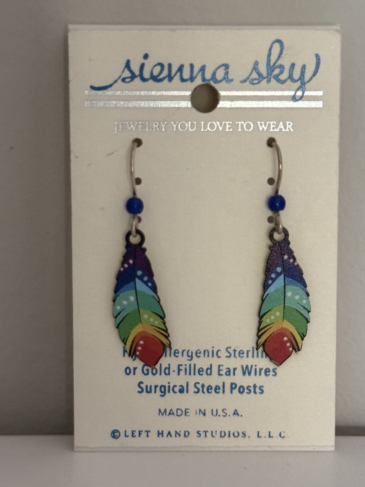 COLORFUL FEATHER Hypo-Allergenic Earrings, Silver Plated, by Sienna Sky