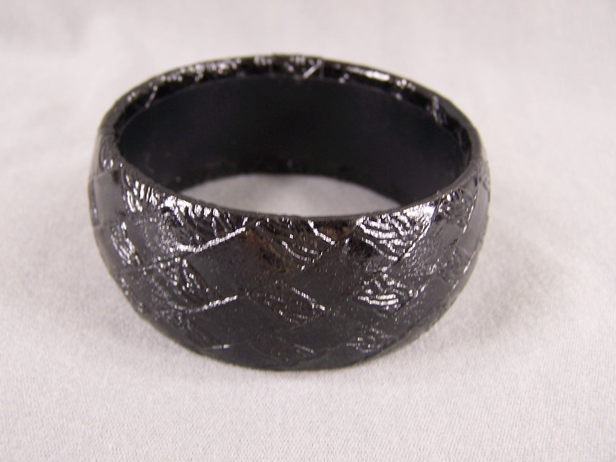 Black faux leather bangle bracelet woven look texture wide bangle bracelet