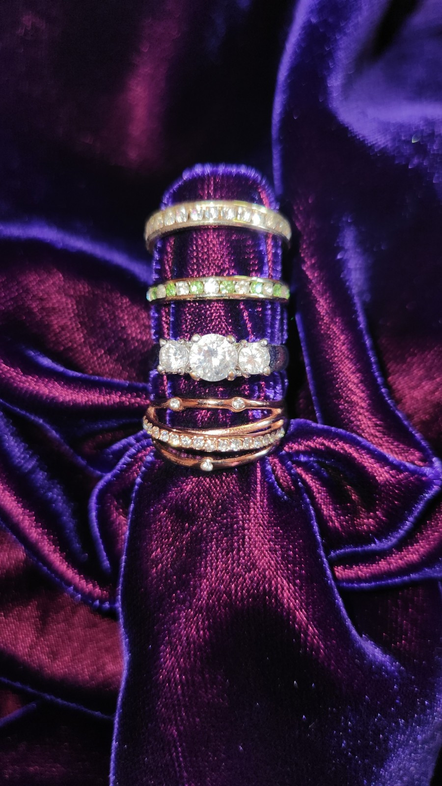 Lot of 16 Various Cocktail Rings, All Size 7, Silver, Gold, Rose Gold