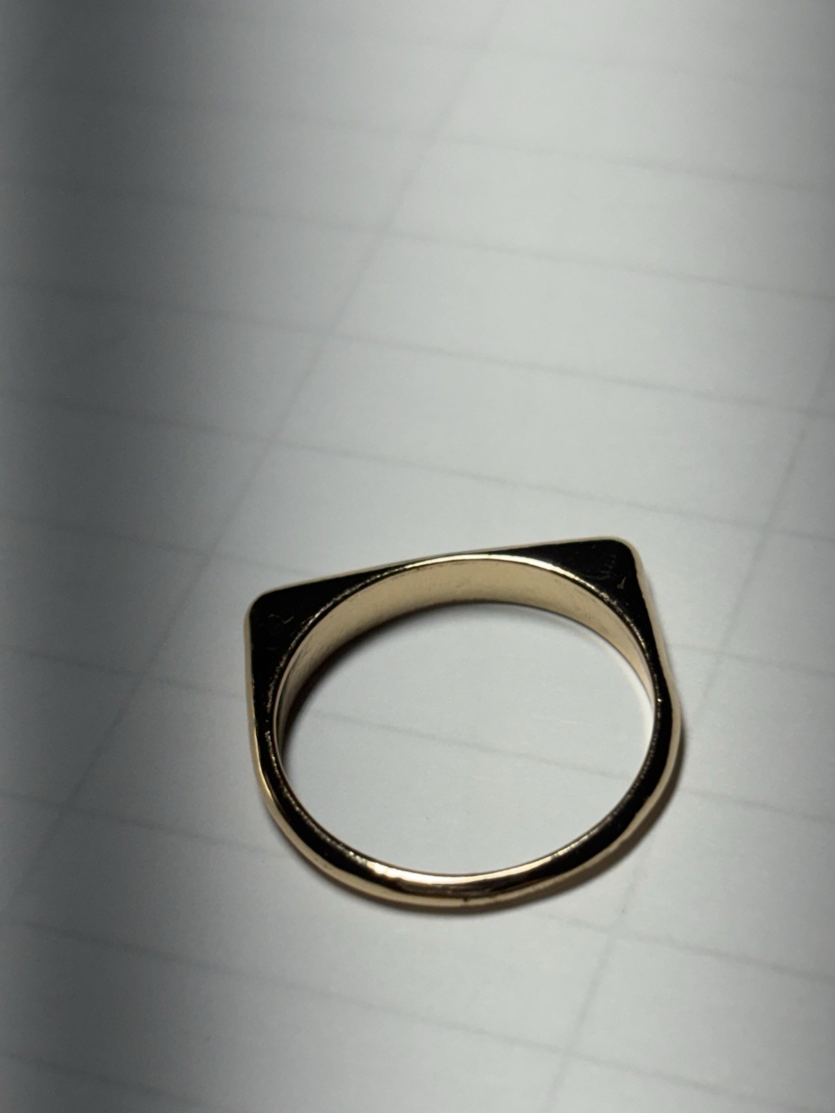Gold Tone Flat Top Bar Signet Ring, Band Unisex Adult , Stacking, Size 8