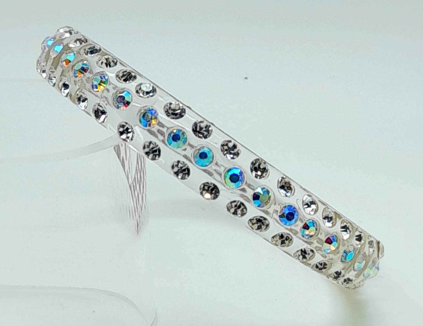 Transparent clear round Plastic clear & ab rhinestone fashion bangle bracelets