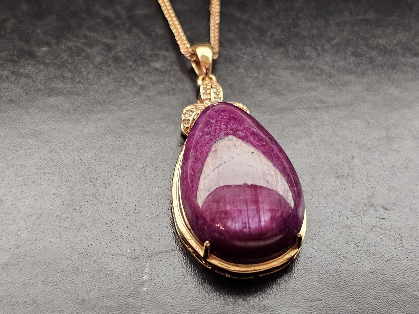 Top Quality Rare Ruby Zoisite Crystal Pendant Necklace Gold Plated S925 Necklace