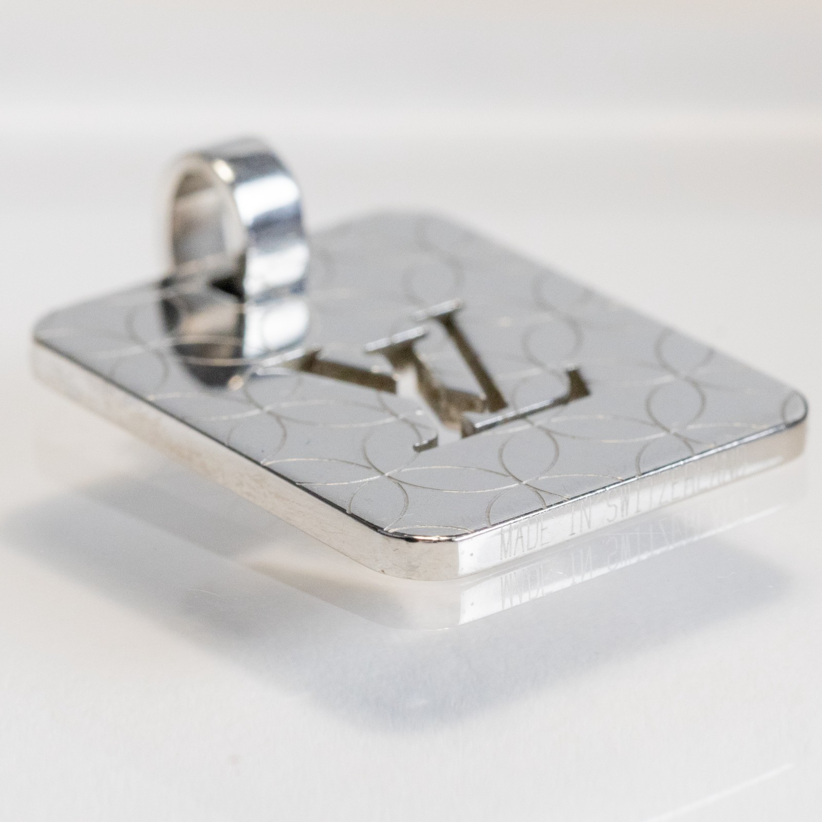 Louis Vuitton LV Champs Elysees PM M65452 Pendant Top Silver Plate Men Auth