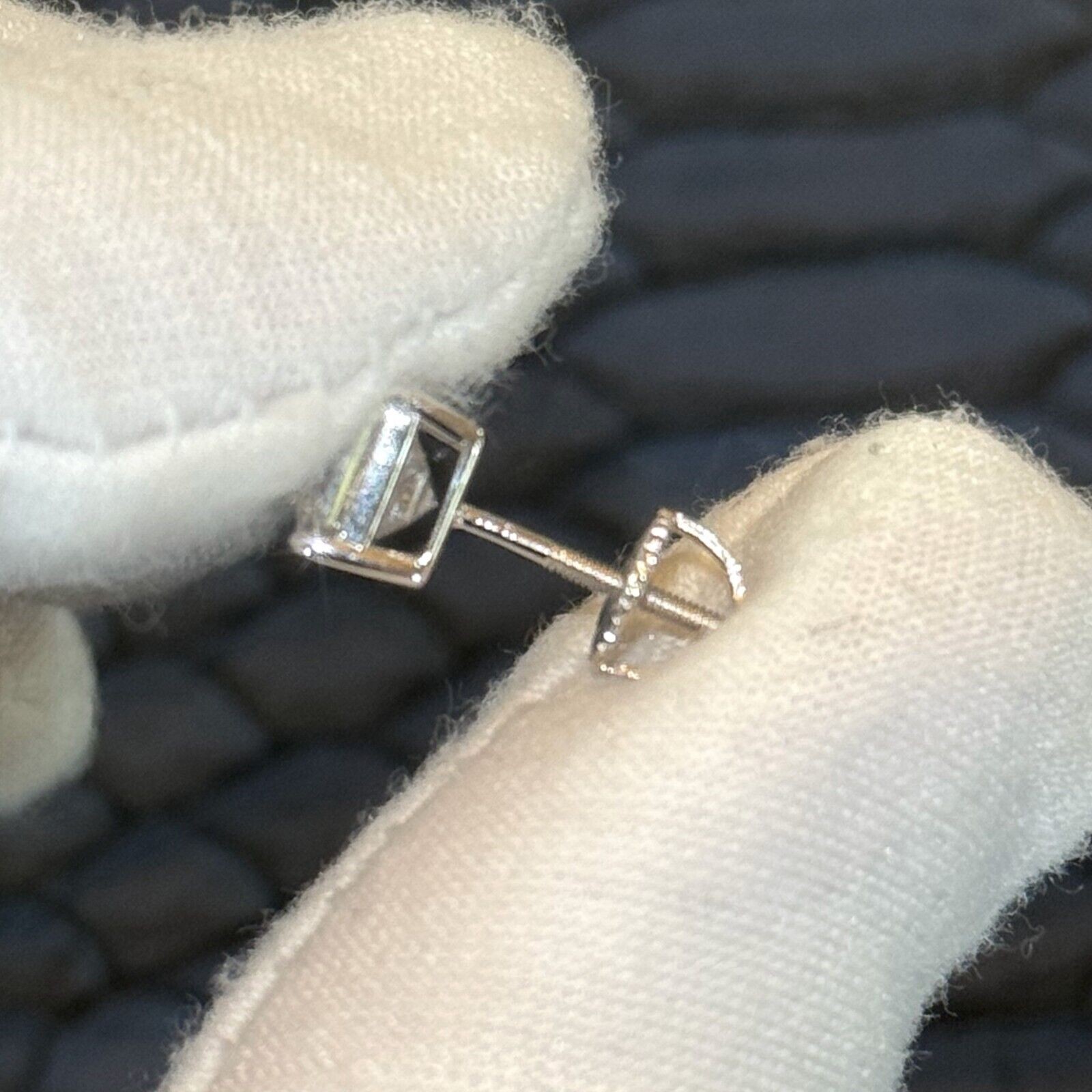 Dark Blue Asscher Cut Moissanite Stud Earrings Certified VVS1 – 925 Silver