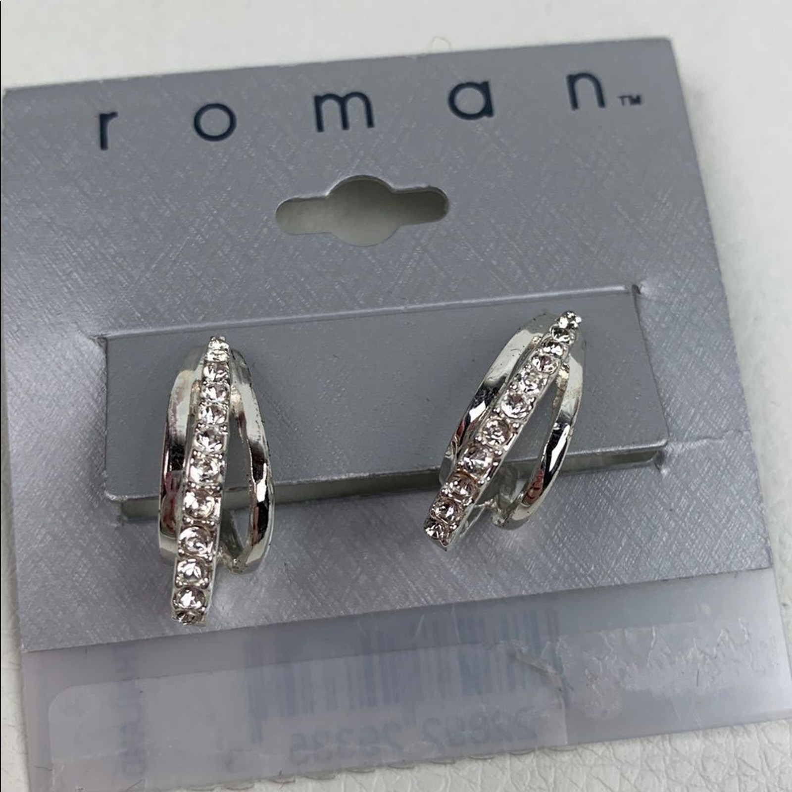 Roman Silver Crystal Hoop loop Earrings NEW NWT