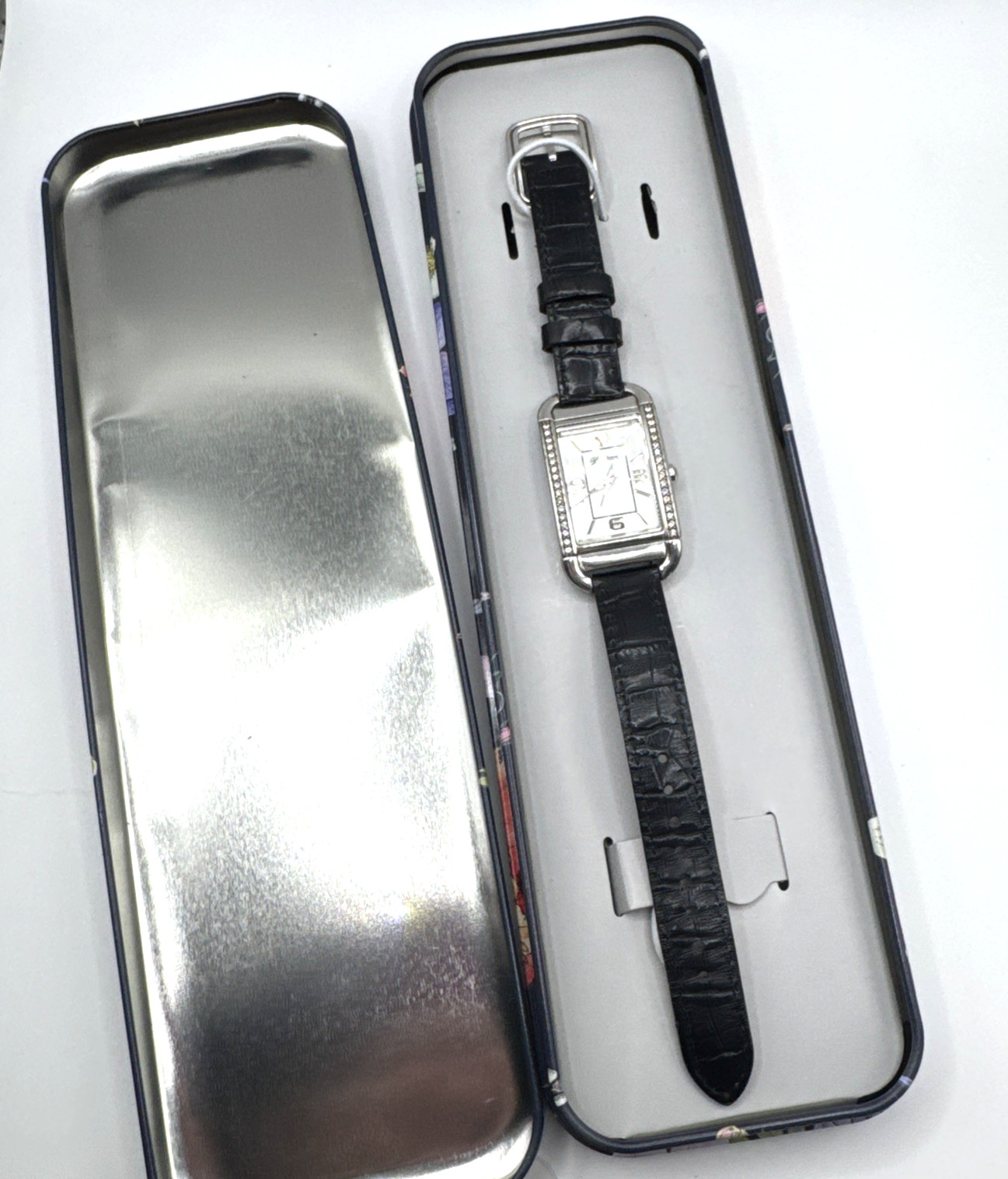 Brighton Monaco Watch Black & Brown Reversible Band 6.5-8.5 needs battery +Tin