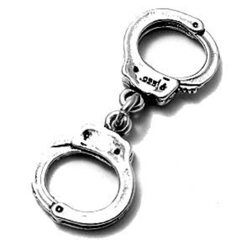 925 Sterling Silver 3D Moveable Police Handcuffs Charm