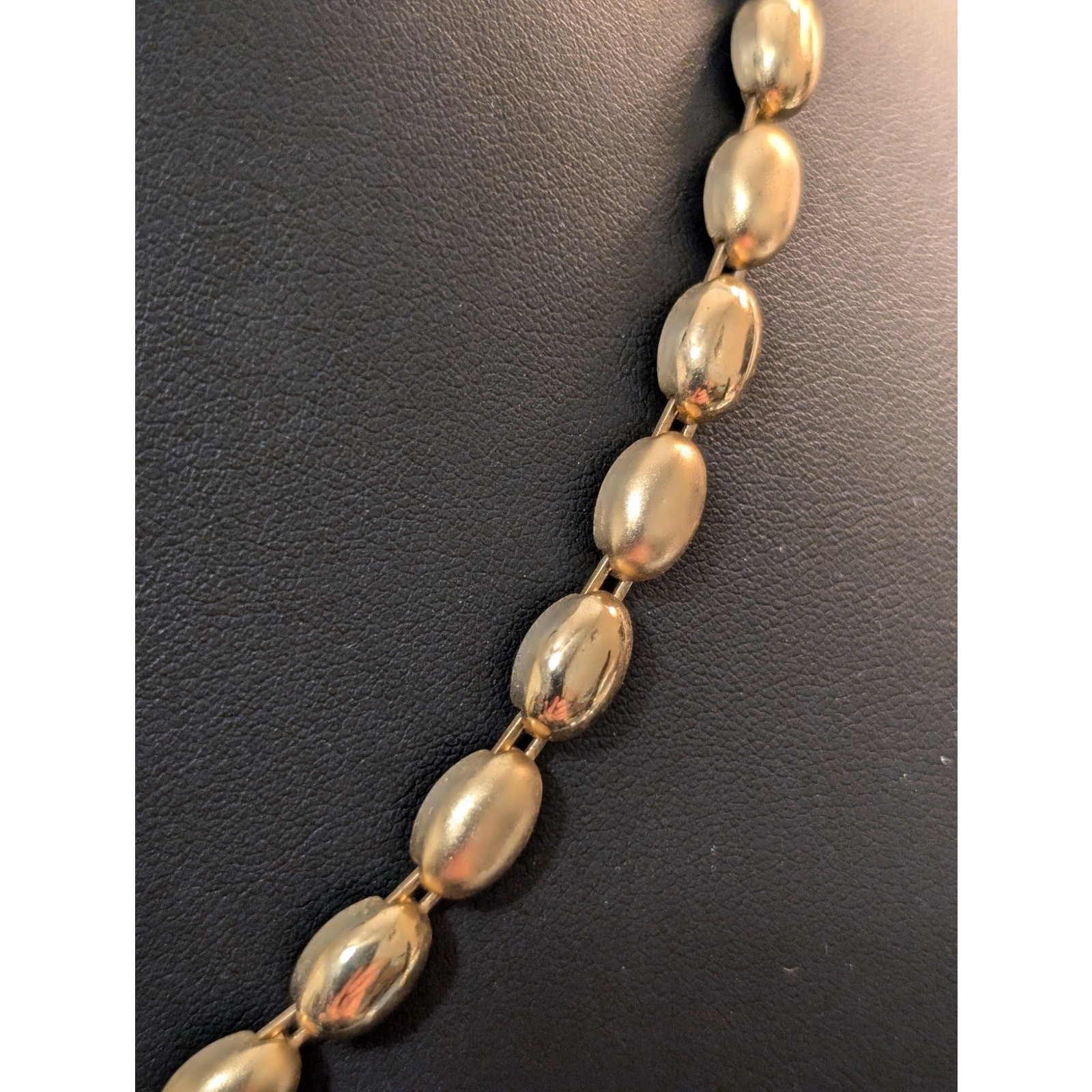 Satin & Polished Finish Gold Tone Beaded 18″-20.5″ Necklace