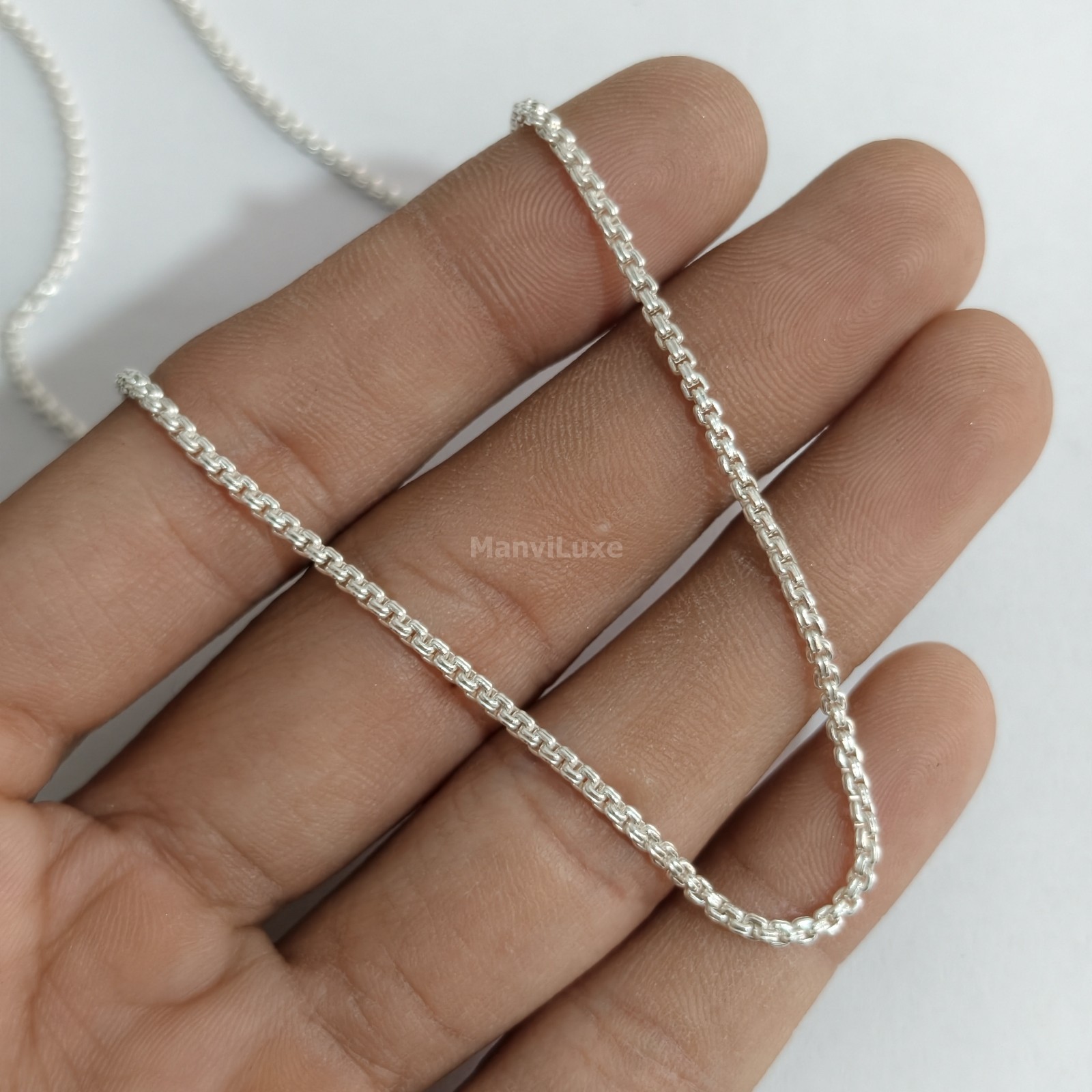 10″ Premium Silver Bonded Minimalist Woven Link Chain Anklet