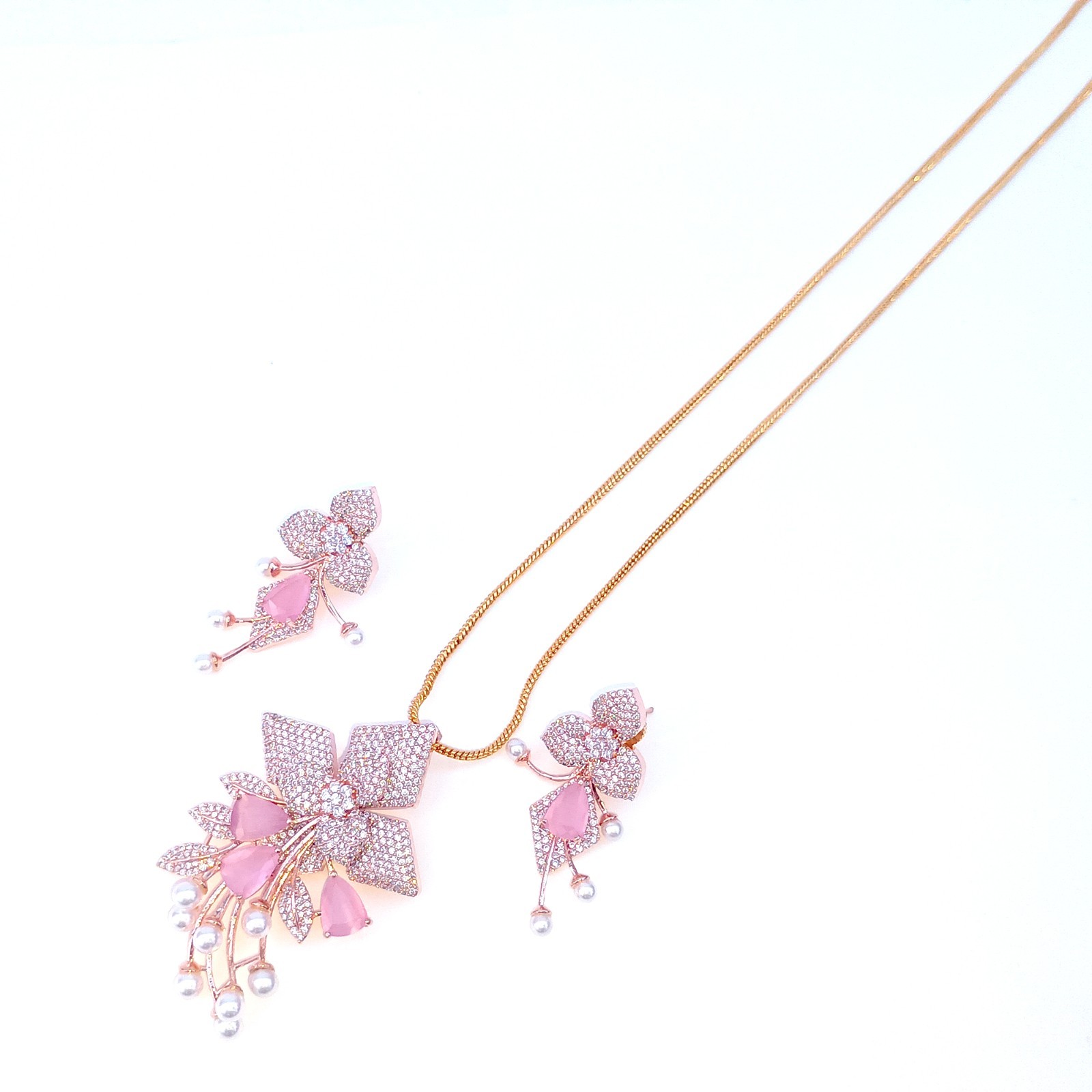 Multi Stone & Cubic Zirconia Pendant -Stud, Wedding Gift, South Indian Jewelry