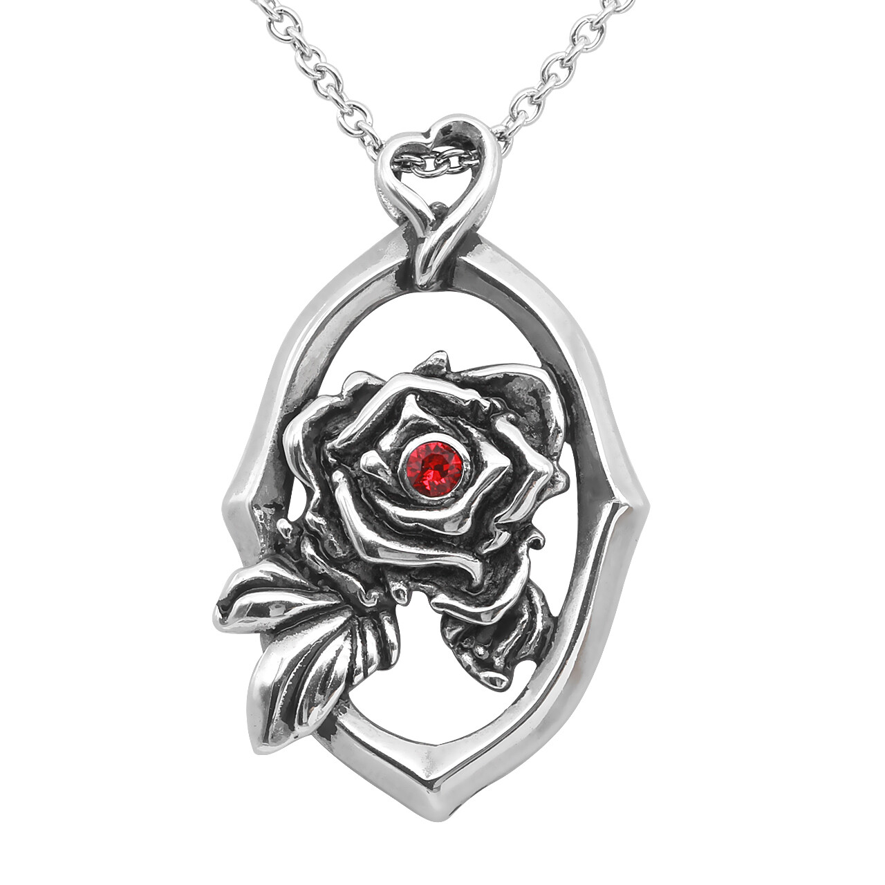 Rose Necklace heart Bail stainless steel pendant necklace by controse