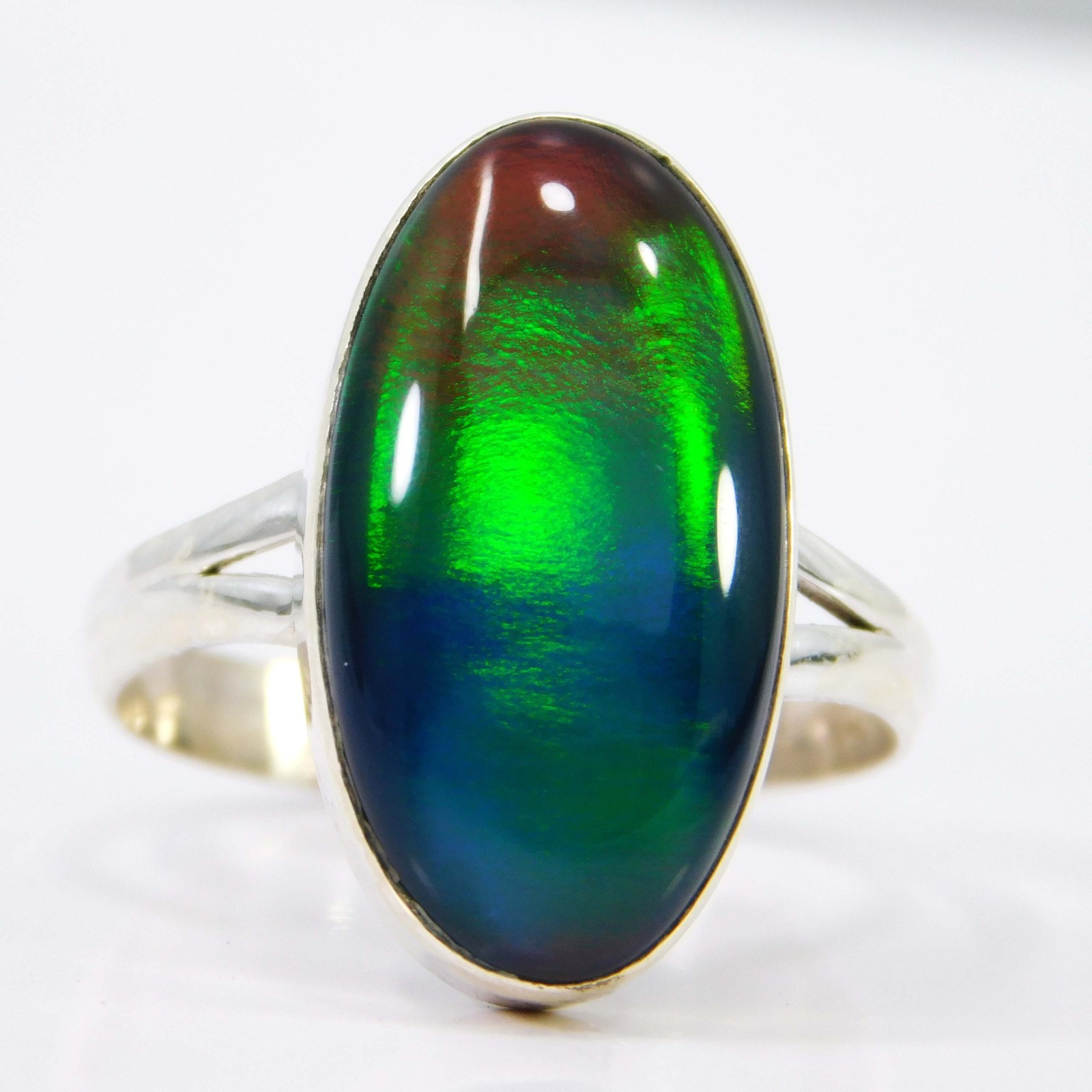 Natural Aurora Opal 20x11mm 925 Sterling Silver Ring Fine Jewelry Gift for Self