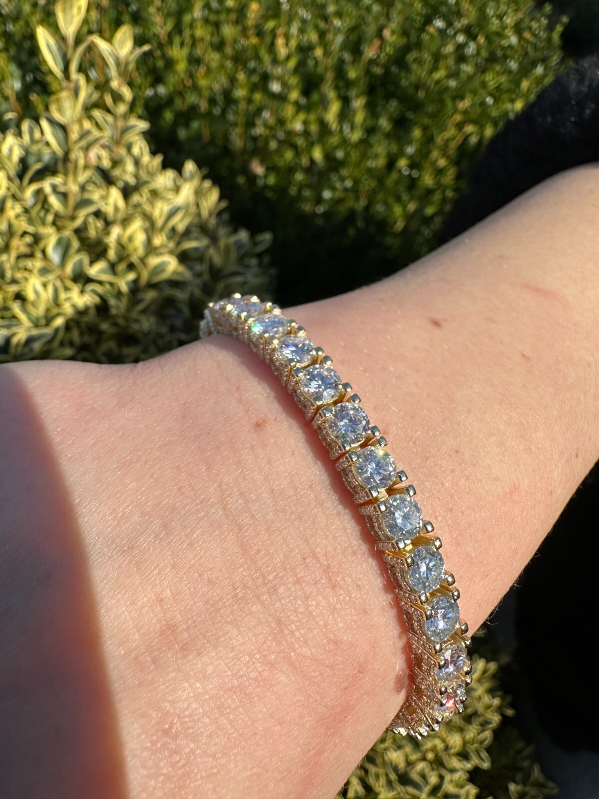 Real Iced 5mm MOISSANITE Tennis Bracelet 14k Gold Over 925 – Stones On All Sides