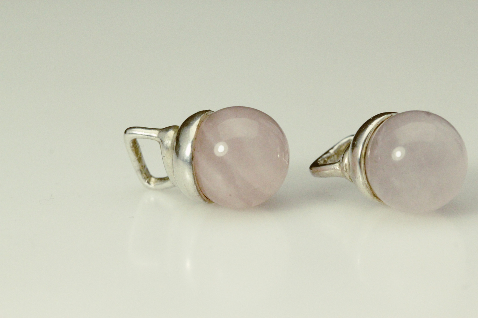 Light Pink Quartz Round 925 Sterling Silver Earring Jackets 5.8 grams (EAR5694)