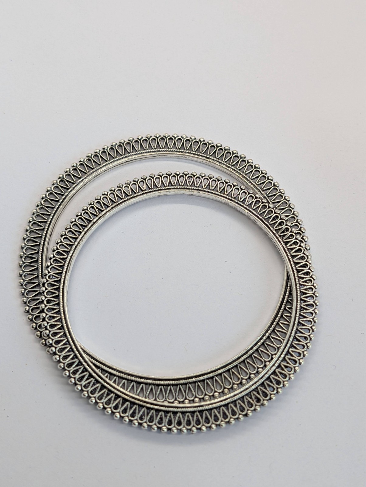 set of two Indian style antique silver tone bangle bracelet (UK SELLER)