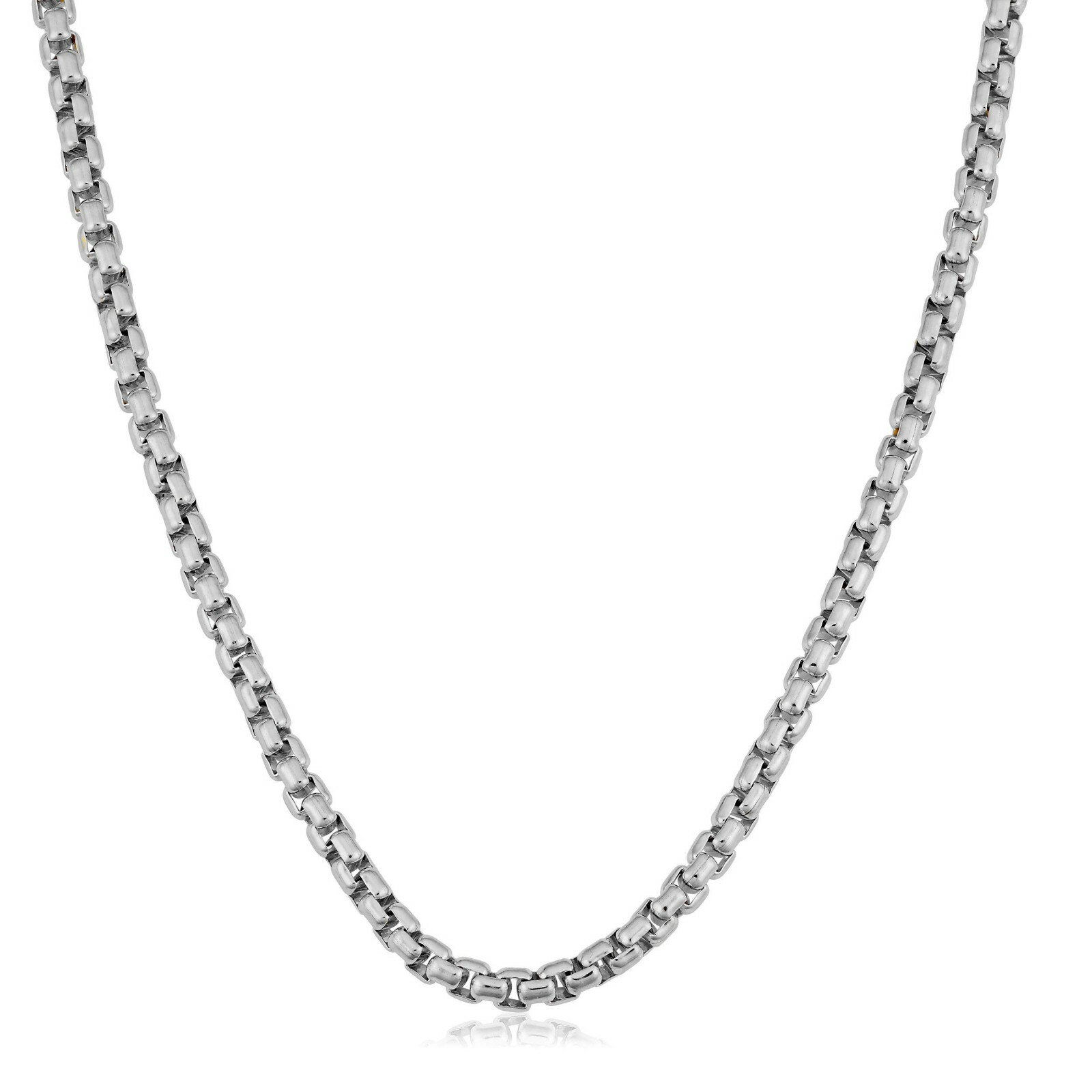 Verona Jewelers Sterling Silver 3MM Classic Italian Round Box Chain Necklace