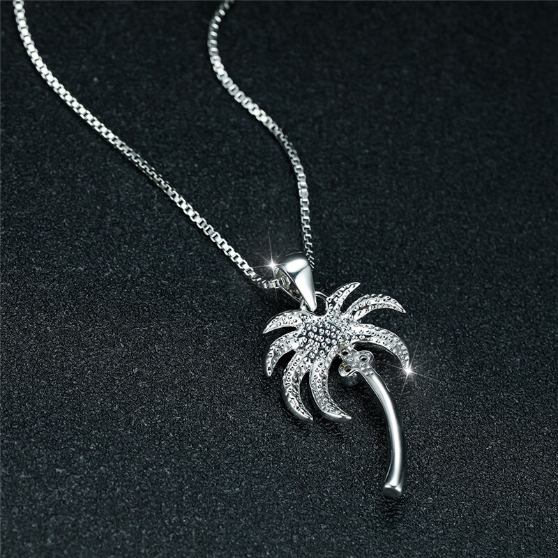 Hawaii Blue Fire Opal Palm Tree Necklace pendants Silver Filled For Women Girls