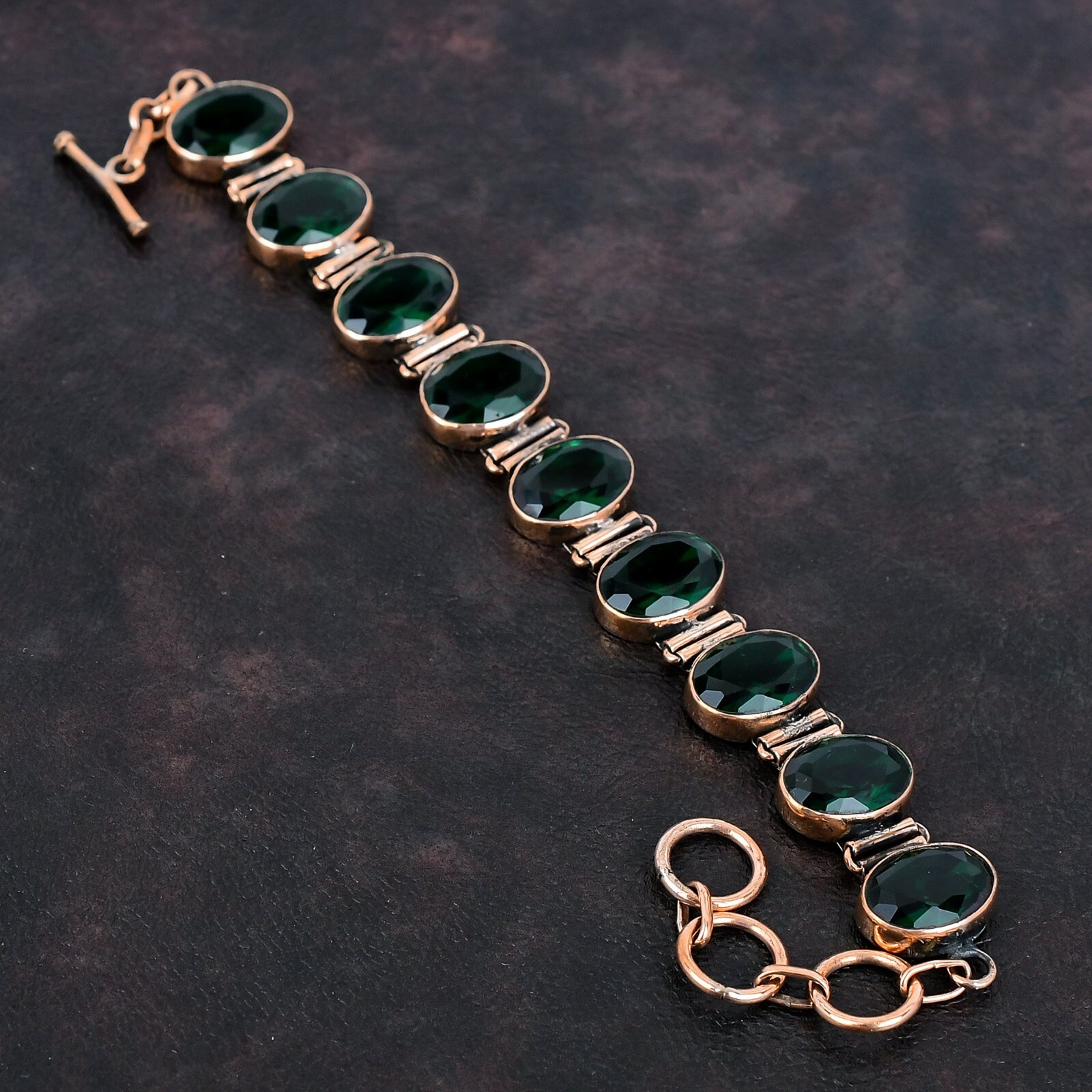 New Year Sale Copper Oval Chrome Diopside Stone Boho Mother Bracelet Jewelry
