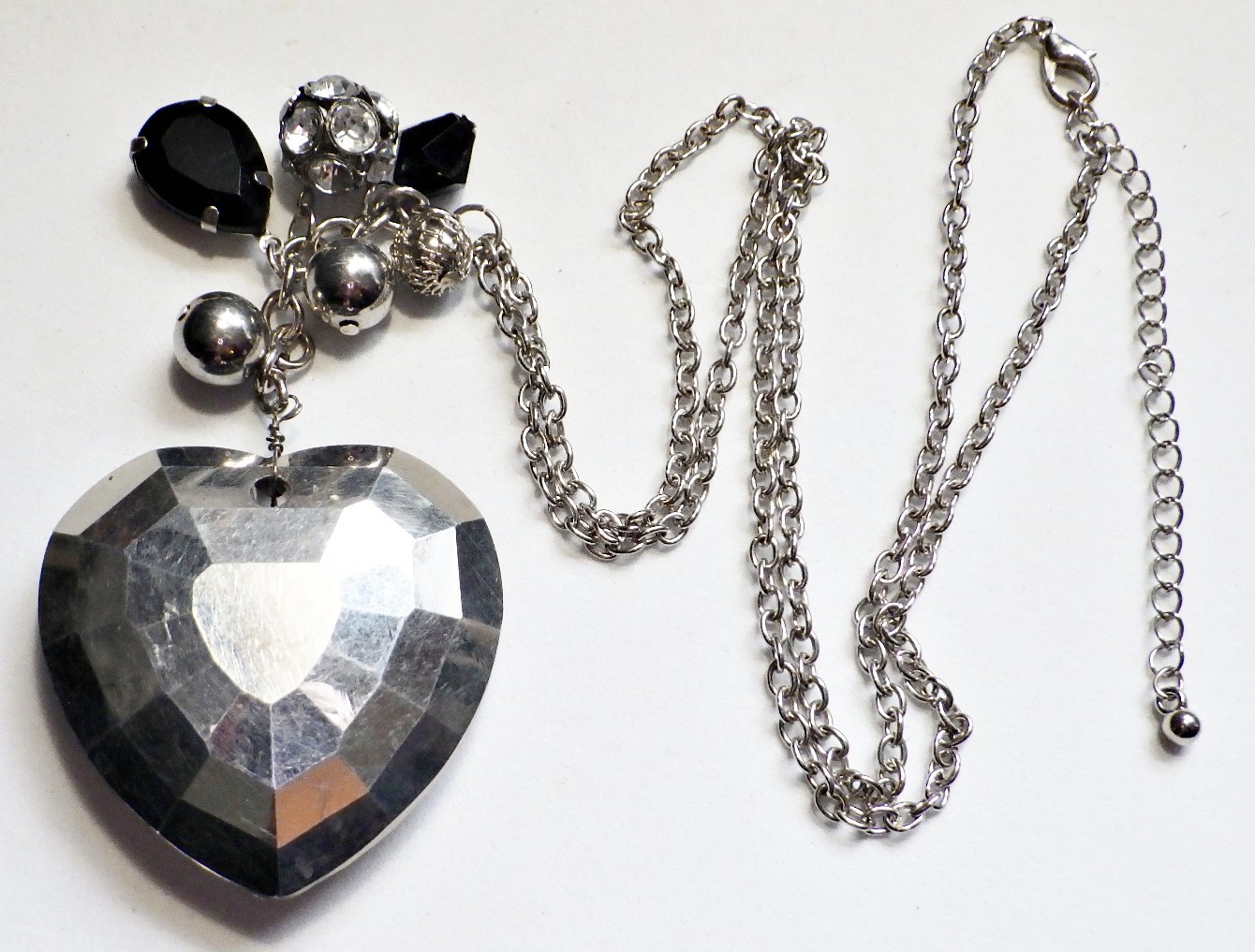 Huge 45mm Black Silver Night Crystal Necklace Made with Swarovski Crystal 27.5″