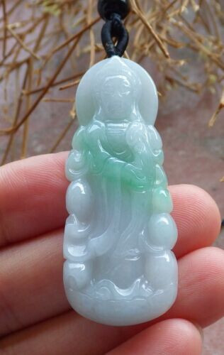 Video Certified Green Natural A Jade jadeite pendant Kwan yin Guan yin 405261 TS