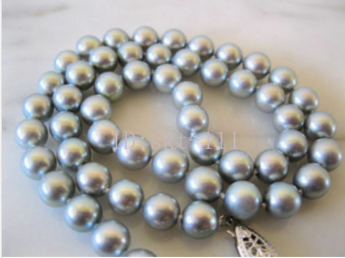18 inch New 8mm natural tahitian gray shell pearl necklace