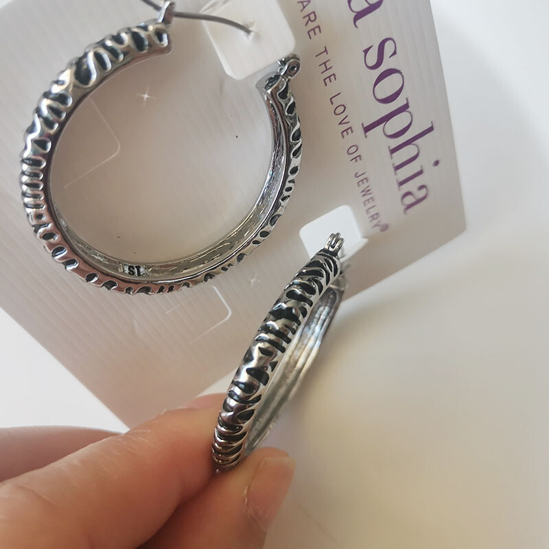 New 4cm Lia Sophia Floral Hoop Earrings Gift Fashion Women Party Holiday Jewelry