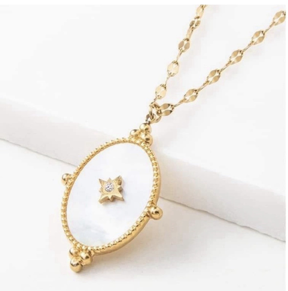 Plunder Design Eileen Necklace Gold Tone Mother of Pearl